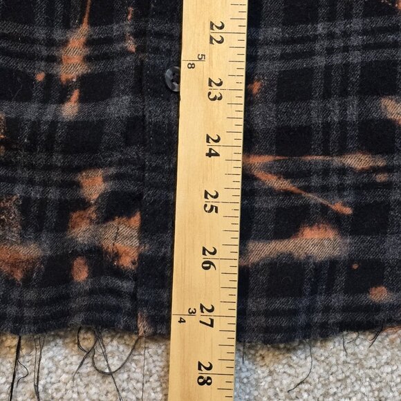 OOAK Upcycled Flannel Shirt Def Leppard Rockabilly Patches Distressed Grunge XL - Picture 7 of 13